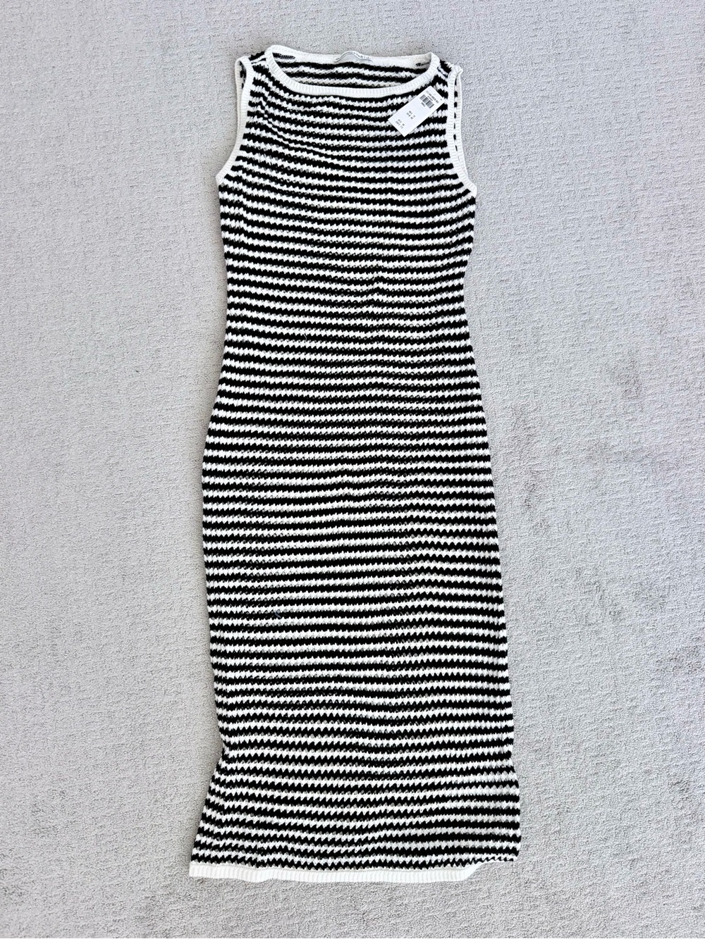 Abercrombie Sleeveless Black and White Striped Knit Midi Beach Coverup Dress